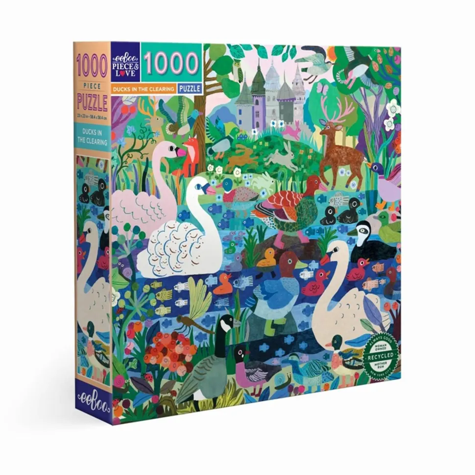 Puzzle 1000 pièces : CANARDS DANS LA CLAIRIÈRE - Eeboo
