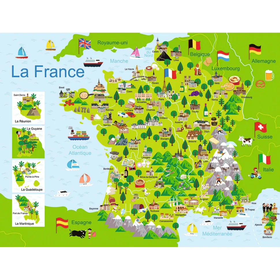 Puzzle 100 pièces : Carte de France - Nathan