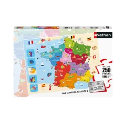 Puzzle 250 pièces : Carte de France - Nathan