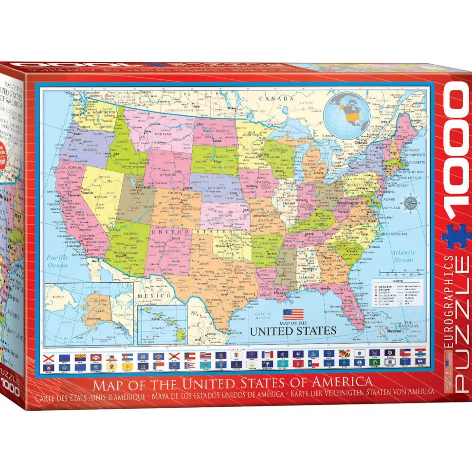 Puzzle 1000 pièces : Carte des Etats-Unis - Eurographics