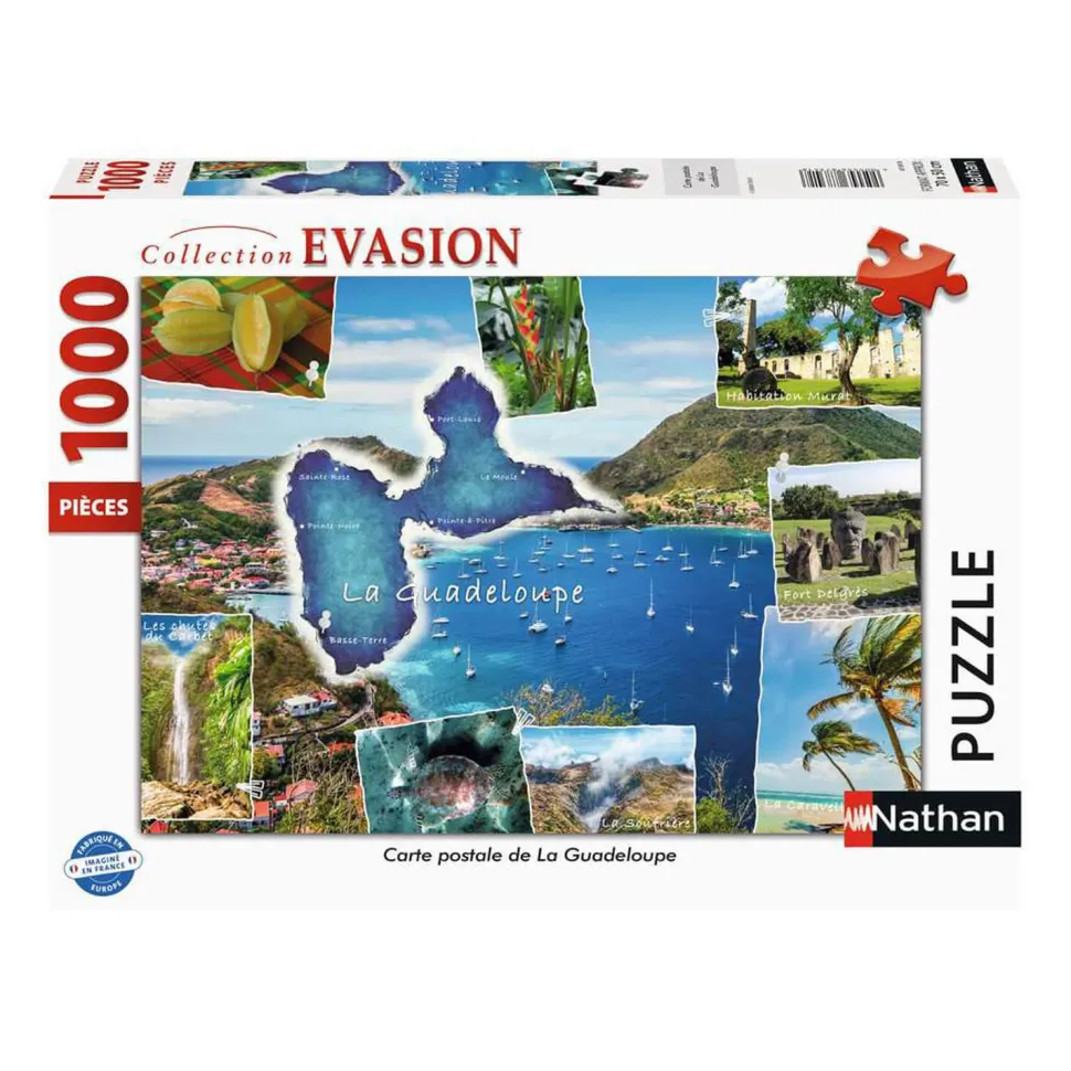 Puzzle 1000 pièces : Carte postale de La Guadeloupe - Nathan