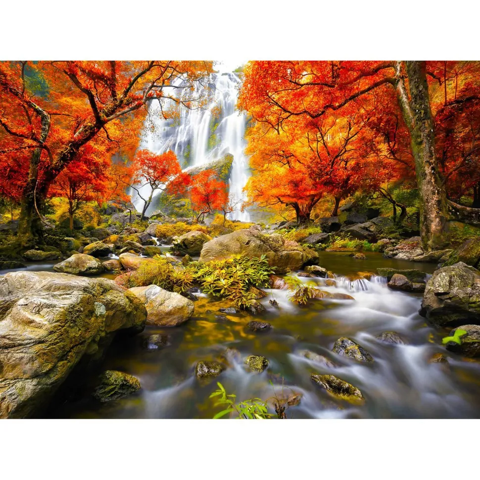 Puzzle 1000 pièces : Cascade d'automne - EnjoyPuzzle