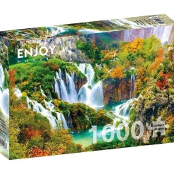 Puzzle 1000 Pièces : Cascades de Plitvice en automne - EnjoyPuzzle