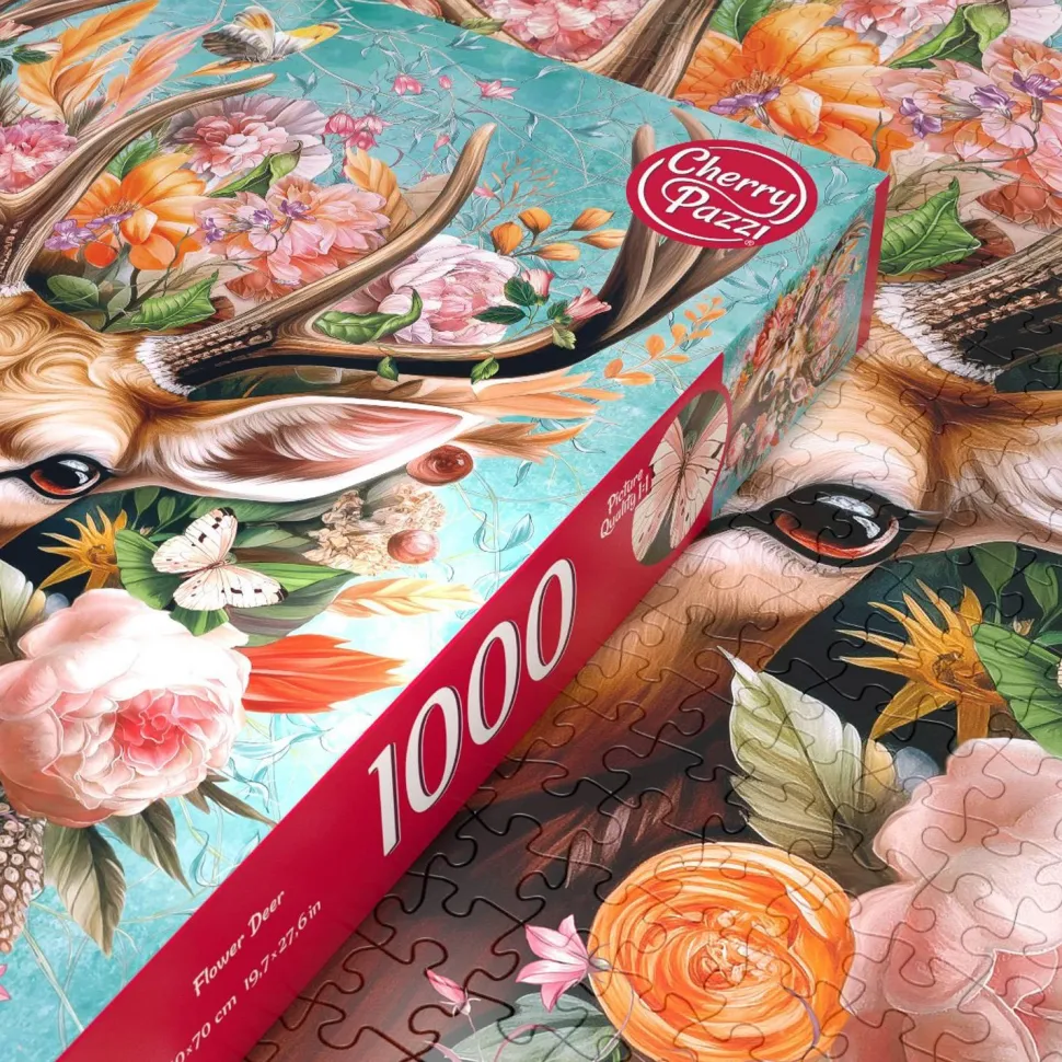 Puzzle 1000 pièces : Cerf en fleurs - CherryPazzi