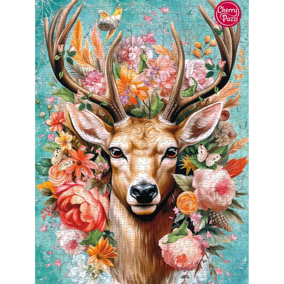 Puzzle 1000 pièces : Cerf en fleurs - CherryPazzi