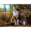 Puzzle 1000 pièces : Chat en fleurs - Castorland