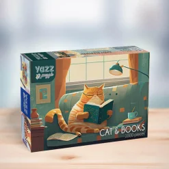 Puzzle 1000 pièces : Chat et livres - Yazz puzzle