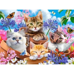 Puzzle 500 pièces : Chatons avec des Fleurs - Castorland