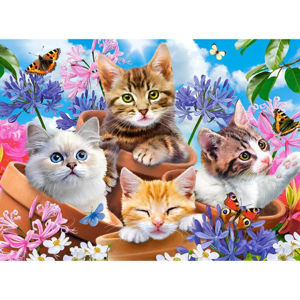 Puzzle 500 pièces : Chatons avec des Fleurs - Castorland