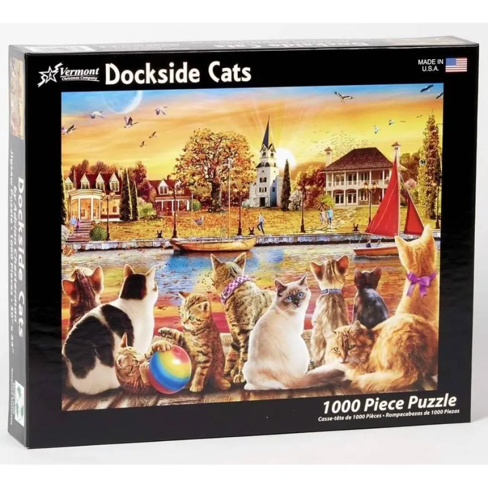 Puzzle 1000 pièces : Chats au bord du quai - Vermont Christmas Company
