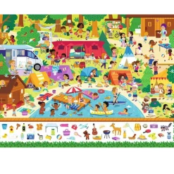 Puzzle 100 pièces : cherche et trouve : au camping - Nathan