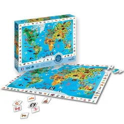 Puzzle 100 pièces : Cherche et Trouve : Planisphère des animaux - Sentosphère