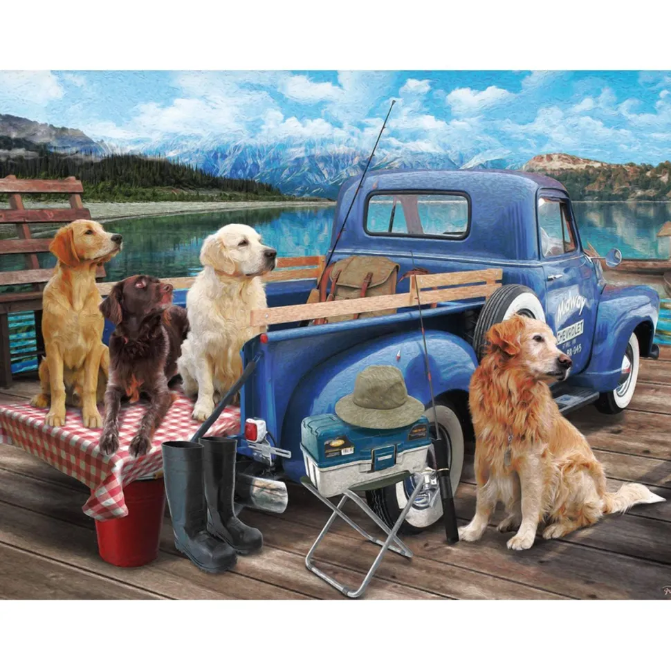 Puzzle 550 pièces : Chiens à la pêche - Vermont Christmas Company