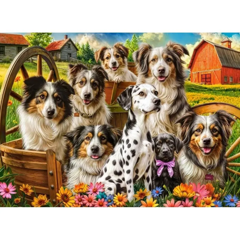 Puzzle 1000 pièces : Chiens heureux à la campagne - Castorland