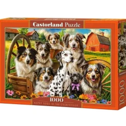 Puzzle 1000 pièces : Chiens heureux à la campagne - Castorland