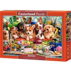 Puzzle 1000 pièces : Chiots Dessert - Castorland