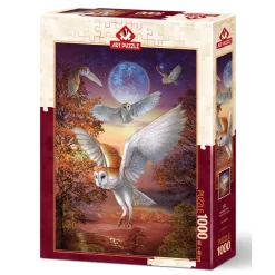 Puzzle 1000 pièces : Chouettes au clair de lune - Art Puzzle