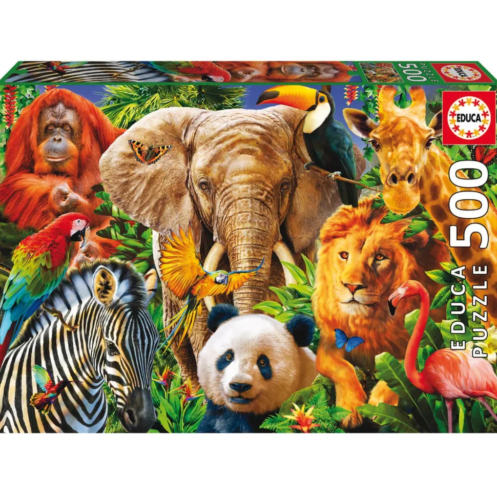 Puzzle 500 pièces : Collage : Animaux Sauvages - Educa