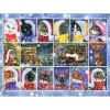 Puzzle 1000 pièces : Collection de timbres de chat de Noël - Anatolian