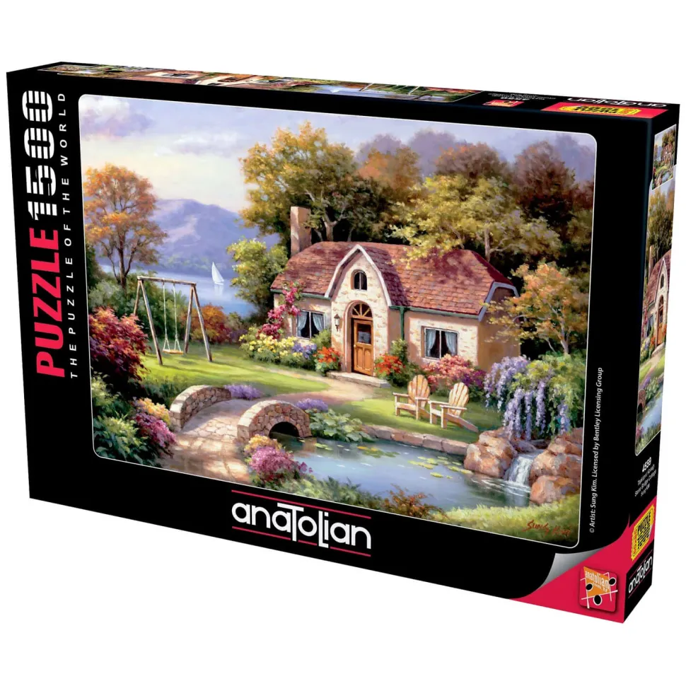 Puzzle 1500 pièces : Cottage avec petit pont en pierre, Sung Kim - Anatolian