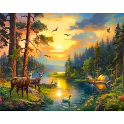 Puzzle 3000 pièces : Coucher de soleil sur la rivière Forest - Castorland
