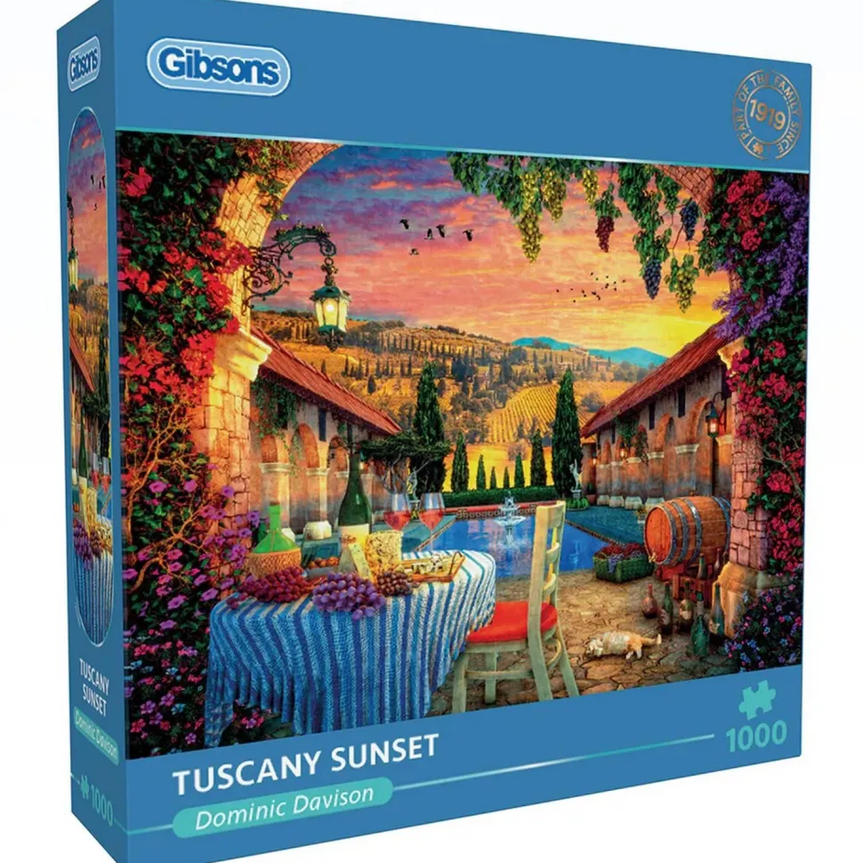 Puzzle 1000 pièces : Coucher de soleil sur la Toscane - Gibsons