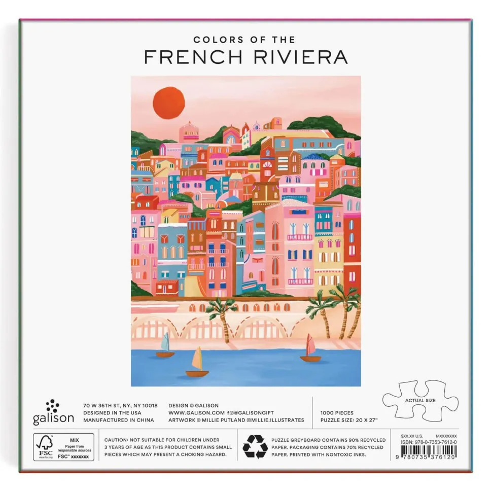 Puzzle 1000 pièces : Couleurs de la Côte d'Azur - Galison