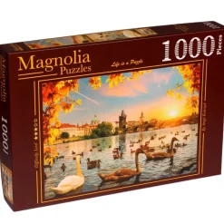 Puzzle 1000 pièces : Cygnes près du Pont Charles - Magnolia