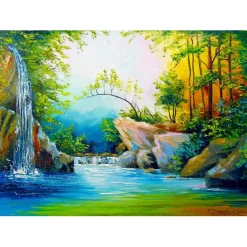 Puzzle 1000 Pièces : Dans les bois Près de la cascade - EnjoyPuzzle