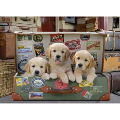 Puzzle 500 pièces : Des chiots dans les bagages - Educa