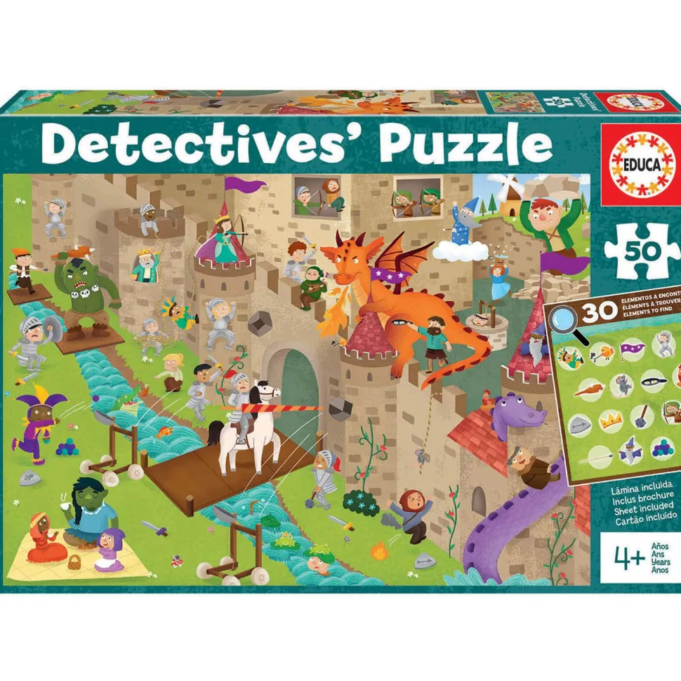 Puzzle 50 pièces : Détective puzzle : Château - Educa
