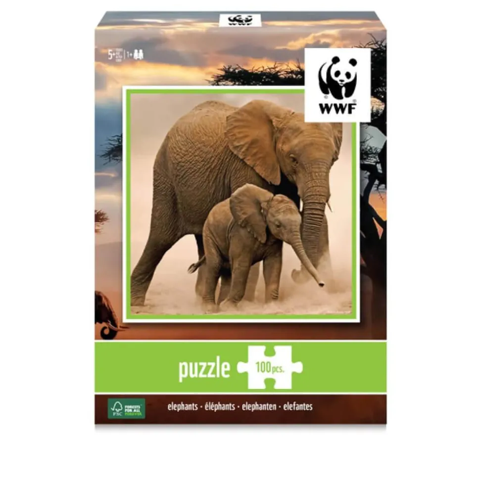 Puzzle 100 pièces : Eléphants - WWF
