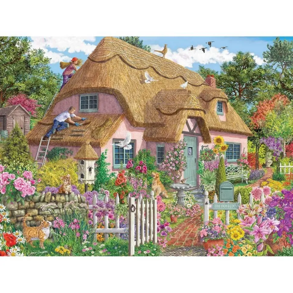 Puzzle 1000 pièces : Falcon - Cottage au toit de chaume - Jumbo
