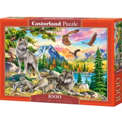 Puzzle 1000 pièces : Famille de loups et aigles - Castorland