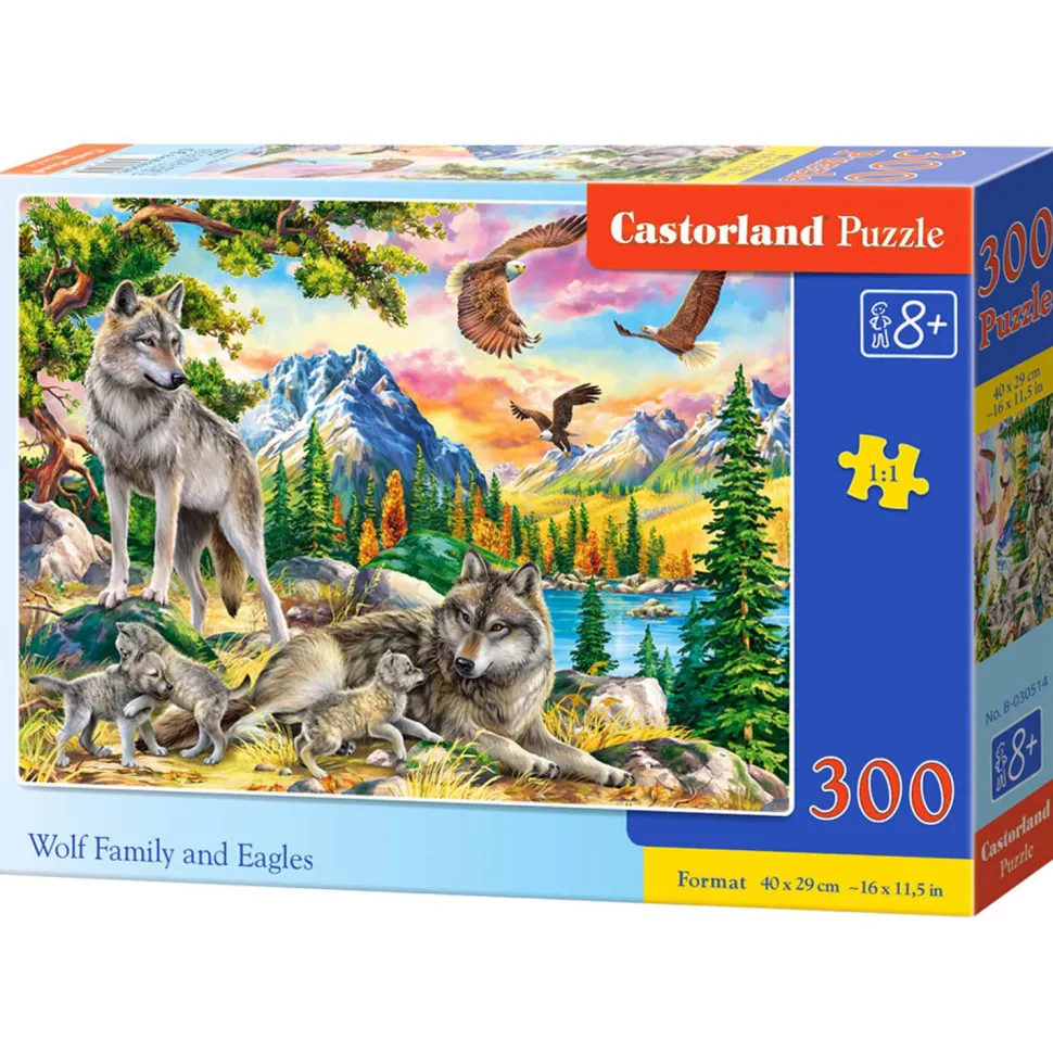 Puzzle 300 pièces : Famille de loups et aigles - Castorland