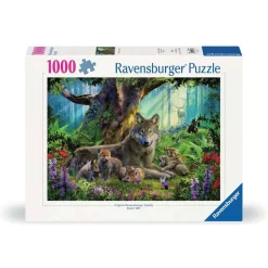 Puzzle 1000 pièces - Famille de loups dans la forêt - Ravensburger