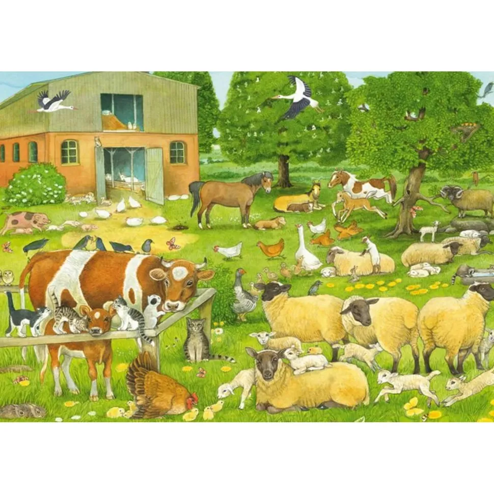 Puzzle 100 pièces : Familles danimaux à la ferme - Schmidt