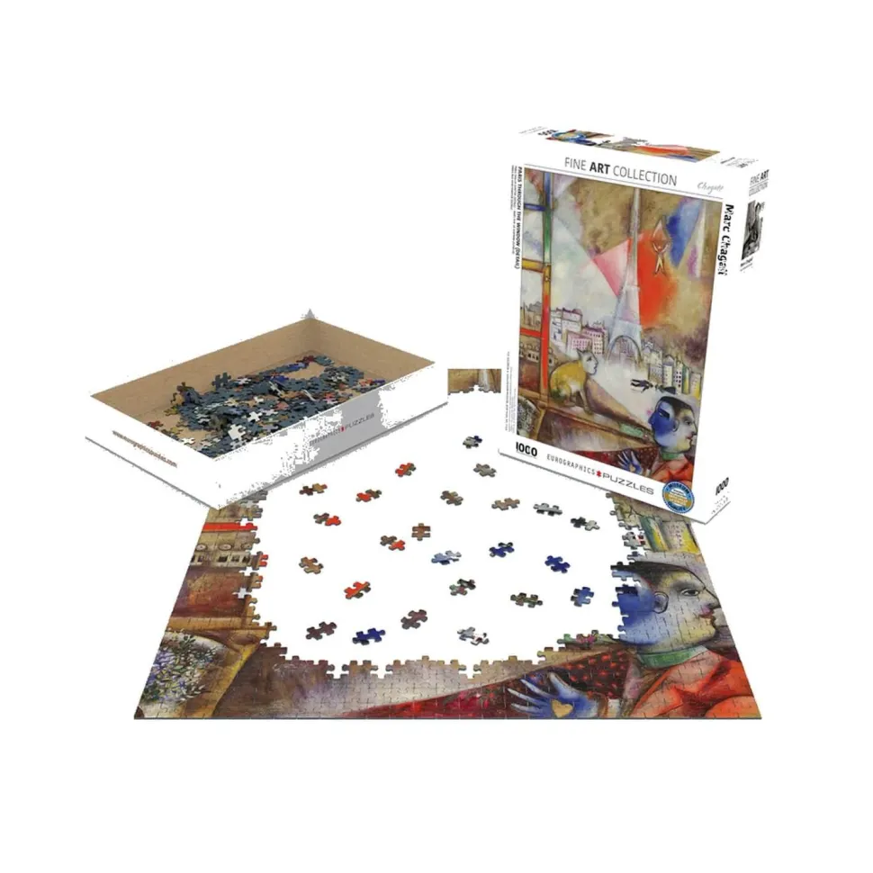 Puzzle 1000 pièces - Fine Art Collection : "Paris à travers la fenêtre" Marc Chagall - Eurographics