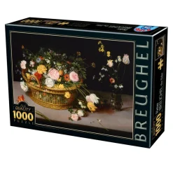 Puzzle 1000 pièces : Fleurs dans une Panière, Pieter Brueghel - DToys