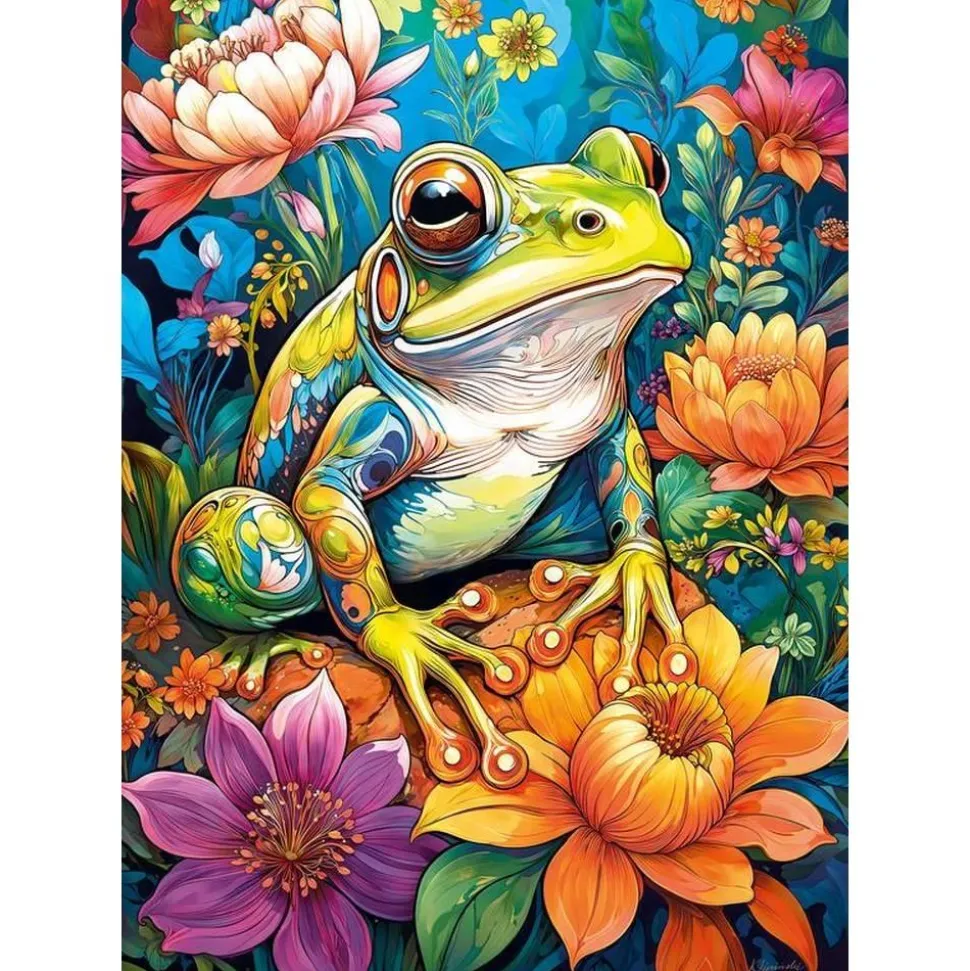 Puzzle 1000 pièces : Grenouille Flower Power - CherryPazzi