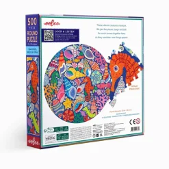Puzzle 500 pièces : Hippocampes, coquillages et coraux - Eeboo