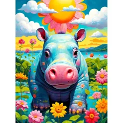 Puzzle 1000 Pièces : Hippopotame ensoleillé - EnjoyPuzzle