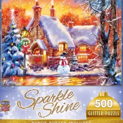 Puzzle 500 pièces : Holiday - Puzzle Glitter Chalet Bonhomme de Neige - Master Pieces