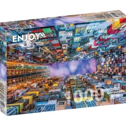 Puzzle 1000 Pièces : Immeuble coloré - Hong Kong - EnjoyPuzzle