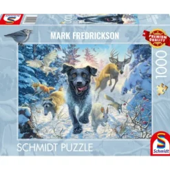 Puzzle 1000 pièces : Labrador noir dans la neige - Schmidt
