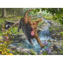 Puzzle 1000 pièces : Labrador retriever en promenade au printemps - Schmidt