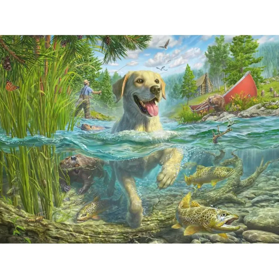 Puzzle 1000 pièces : Labrador sable à la pêche - Schmidt