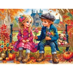 Puzzle 1000 pièces : LE GESTE TENDRE DE L'AUTOMNE - JaCaRou