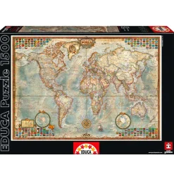 Puzzle 1500 pièces : Le monde, carte politique - Educa