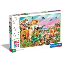 Puzzle 104 pièces : Le pays des dinosaures - Clementoni